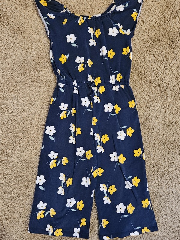 Carters Girls Navy Blue Jumper Size 8 Yellow White Flowers