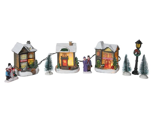 Led Weihnachts Dorf Set - 10-Teilig - Weihnachts Winter Stadt Tisch Fenster Deko-image