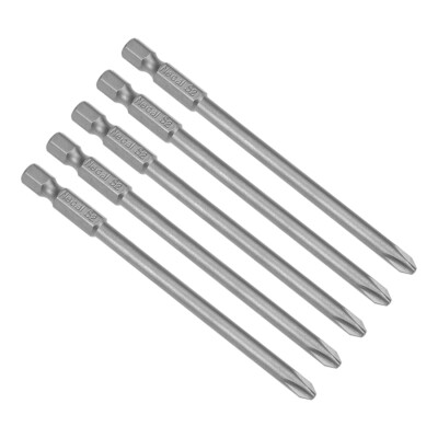 4 Pcs 1/4 Shank 100mm Length 5mm Phillips PH2 Magnetic S2 Screwdriver Bits