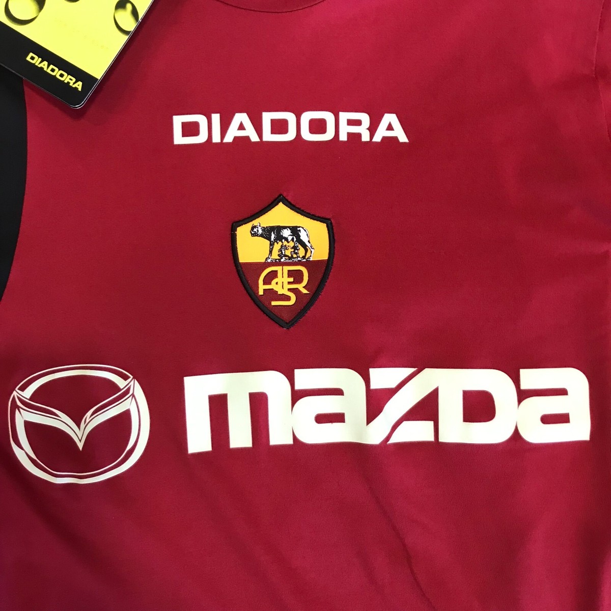 夏セール2004/05 DIADORA AS ROMA ホームレプリカ　Mサイズ 2004/05 Diadora AS ROMA Home Replica Jersey,