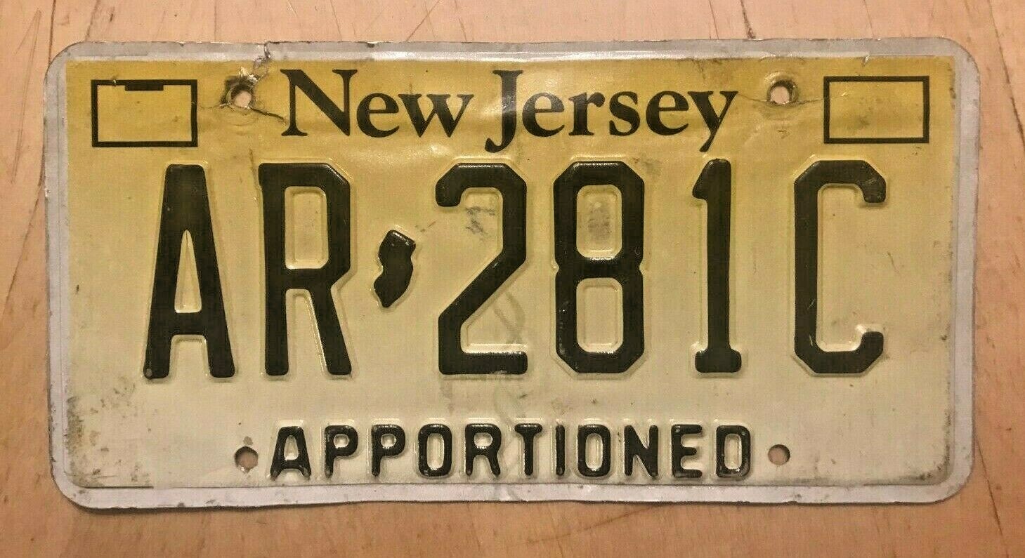NEW JERSEY APPORTIONED SEMI TRAILER LICENSE PLATE " AR 281 C " NJ IRP