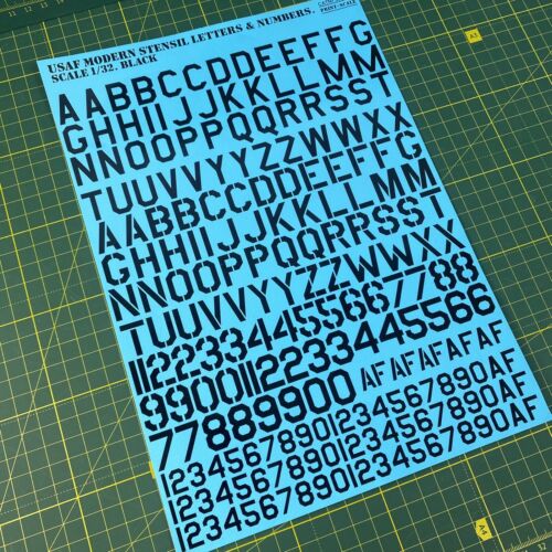 USAF Moderne Schablone Buchstaben & Zahlen schwarz Maßstab 1/32 Aufkleber Druck Maßstab 32-003 - Bild 4 von 4