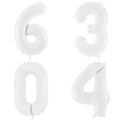 Folienballons Zahlen in Weiß 86cM Ballons Geburtstag Dekorationen Party Ziffer