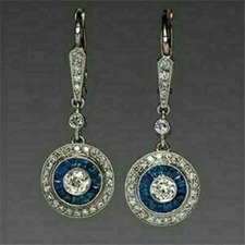 Art Deco Style Lab Created Diamond 14K White Gold Finish Drop Dangle Earrings