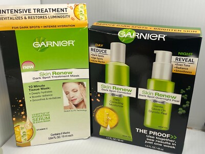 GARNIER SKIN RENEW Dark Spot Corrector, Overnight Peel + Masks **RARE PLS READ