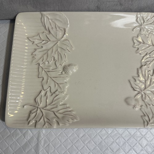 Hallmark Fall Fogliame Foglie Ghiande Vassoio Rettangolare Bianco invecchiato - Foto 2 di 6