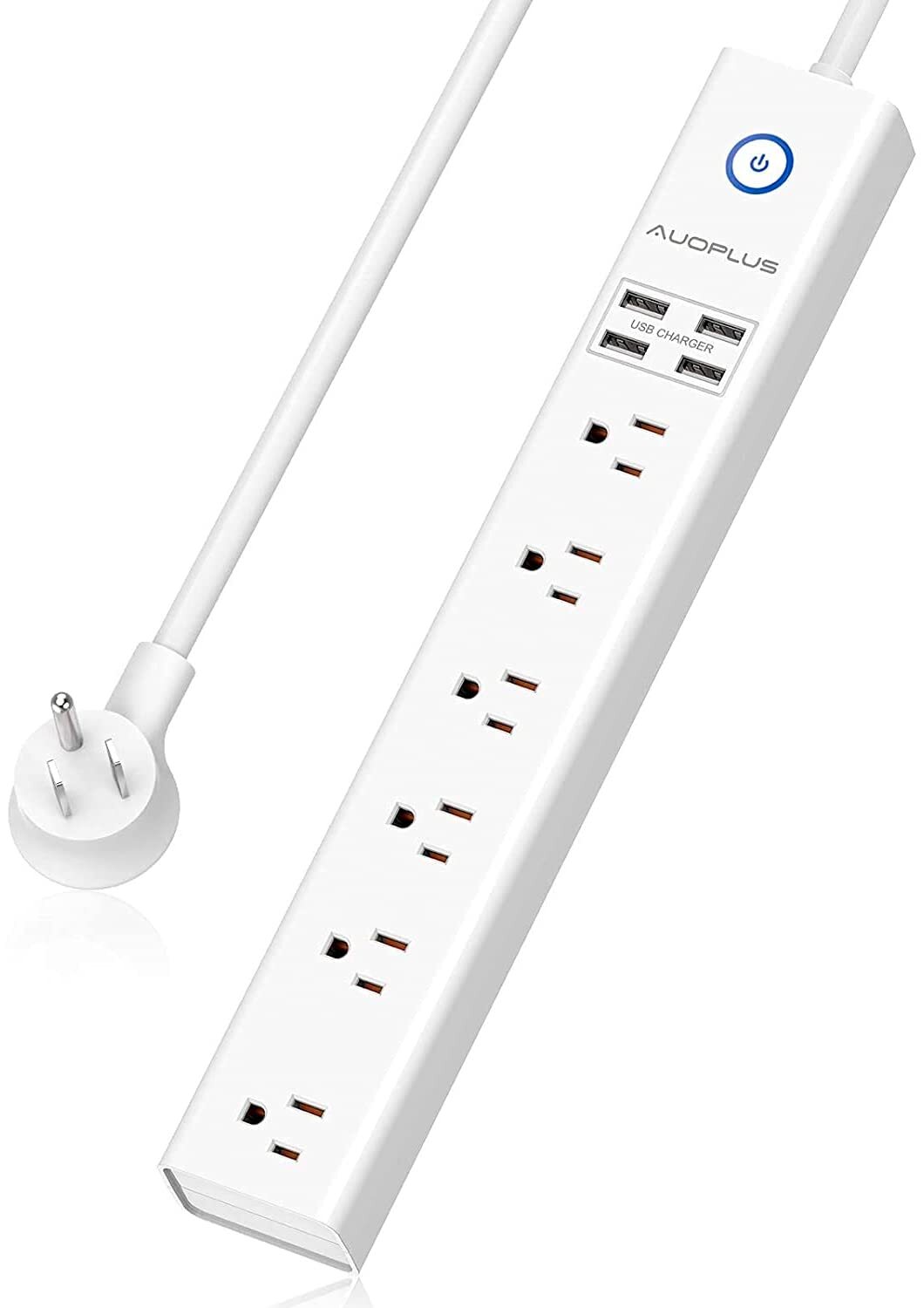 15 Ft Power Strip Surge Protector 6 Outlets and 4 USB Ports Flat Plug Power S...