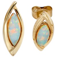 Paar Ohrstecker Stecker Opal 375 Gold Gelbgold Spitzoval Ohrschmuck Damen