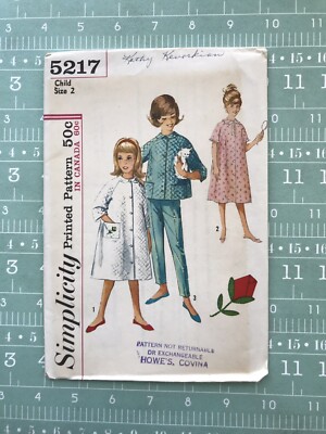 Vintage Simplicity Pattern 50's/60's #5217 Child's Girl's Robe Top Pants sleep 