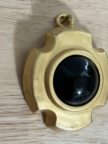 Vintage Linda Davis Pendant, Gold and Black Focal Piece , Modern Art Jewelry - Picture 2 of 5