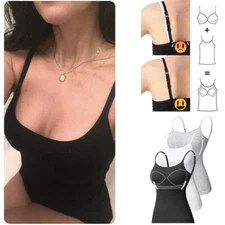 Women Camisole Built-in Shelf Bra Vest Padded Tank Top Crop  Shapewear