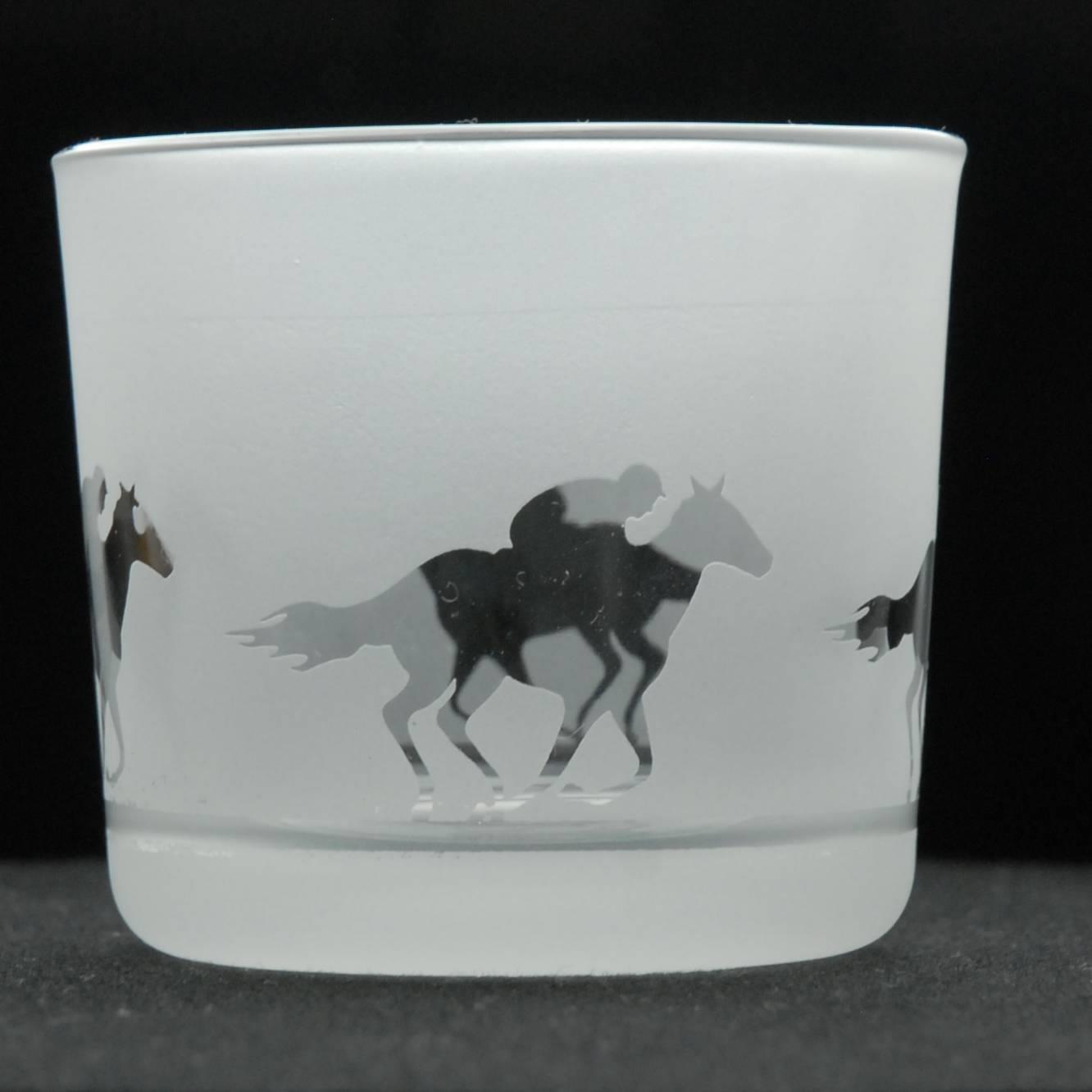 Tea Light Candle Holder Glass Votive Home Tealight Decor Clear Novelty Racehorse