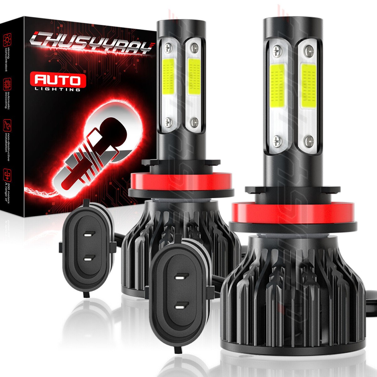Kit De 2 Bombillas LED Superbrillantes H11 6000K 9000 Lúmenes Para Faros Altos/bajos Y Niebla