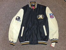 PITTSBURGH STEELERS 75th ANNIVERSARY THROWBACK FOOTBALL VARSITY JACKET LARGE NWT