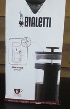 BIALETTI French Press Glass Coffee Maker -  8 Cup -  Black