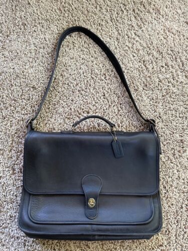 Vintage Coach Black Leather Metropolitan Briefcase Messenger Shoulder Bag 5180 - Picture 1 of 5