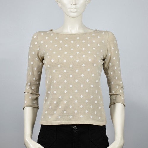 Lanvin, LANVIN Vintage Women's Cotton Knit Pullover Sweater Polka Dot 3/4 Sleeve Sz 40 S