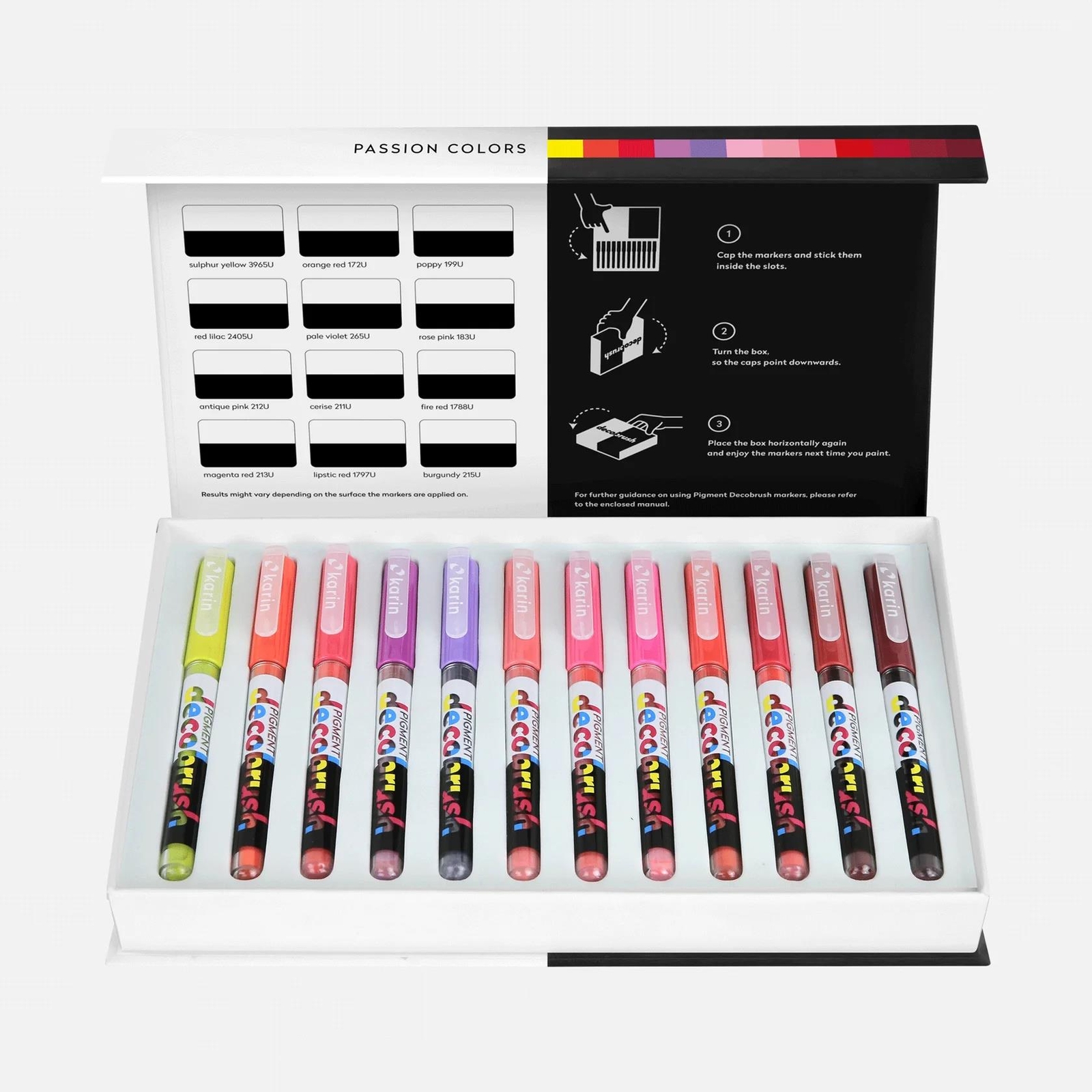Acrylic Marker Set Karin Pigment DecoBrush Passion Permanent Paint Pen 12pc