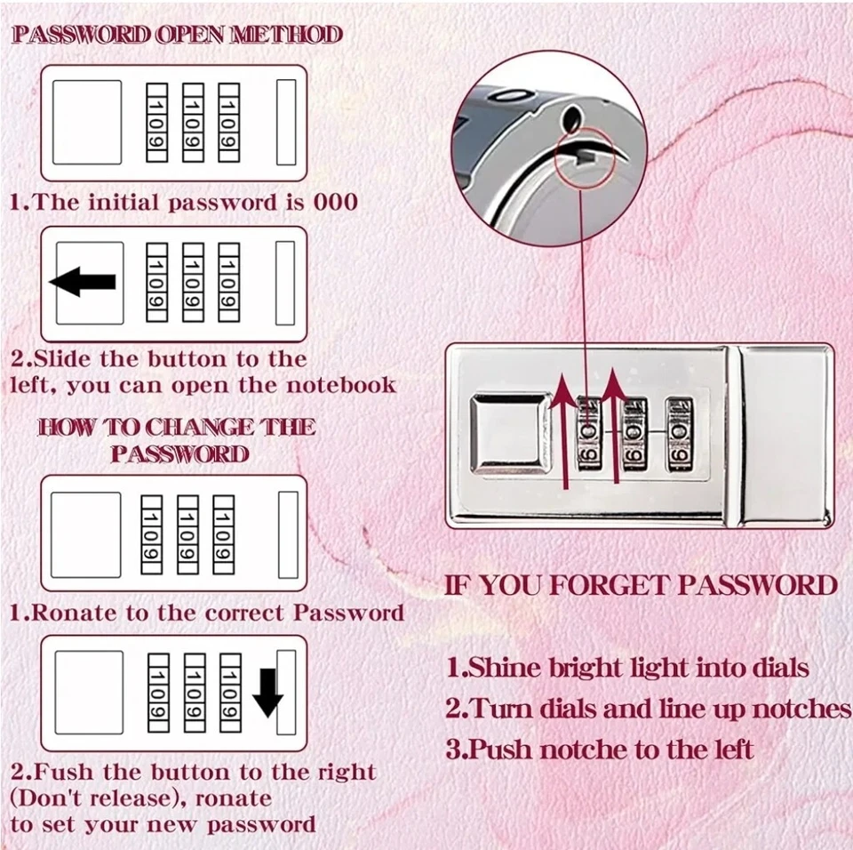 Diario De Escribir Con Cerradura Candado Para Mujeres Niñas Regalo Esposa Hija Foto 2 de 4