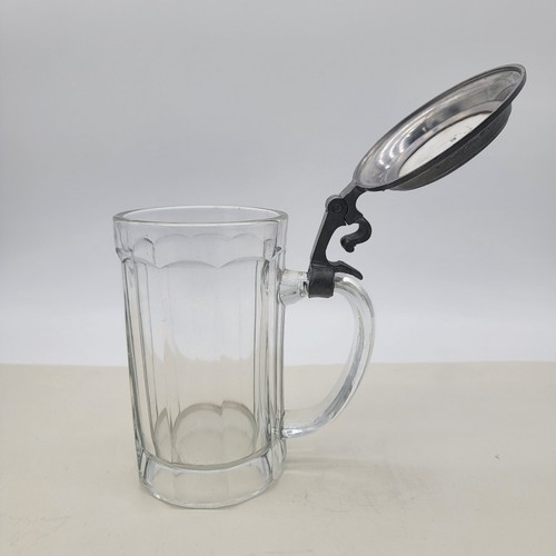 Antique A S Imported Pilsen Beer Glass Stein Inlaid Porcelain Lid Insert- German - Picture 3 of 7
