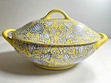 Vintage Hand Painted Yellow ACF Japanese Porcelain Ware Covered Soup Tureen