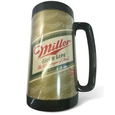Vintage Miller High Life Thermo-Serv Insulated Beer Mug Stein Gold Made in USA