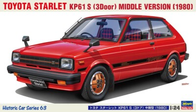STARLET RCスケールモデル Hasegawa 1:24 HC-63 Toyota Starlet KP61 S Medium Model 1980
