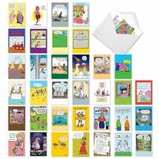 36 Asst'd Set Funny All Occasions Greeting Cards w/ 5x7" Env. - Cartoon Party