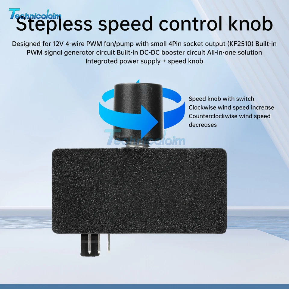 PWM Speed Regulator 4Pin Fan Speed Controller USB to Type-C PWM Fan Governor - Image 2 of 4