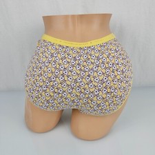 Victoria's Secret Signature High Leg Brief Cotton Panties M 6 Yellow Flowers
