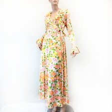 Vintage coquette nightgown robe peignoir floral fairy Hollywood Glam Medium 2 pc