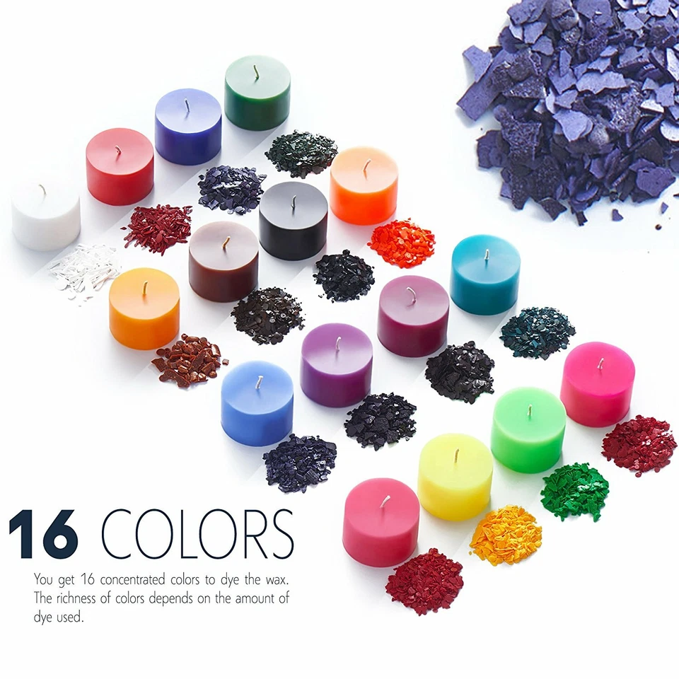 16 Colors Set Wax Dyes for Candle Making, Soy Wax Color Dye Flakes Nontoxic - Image 3 of 4