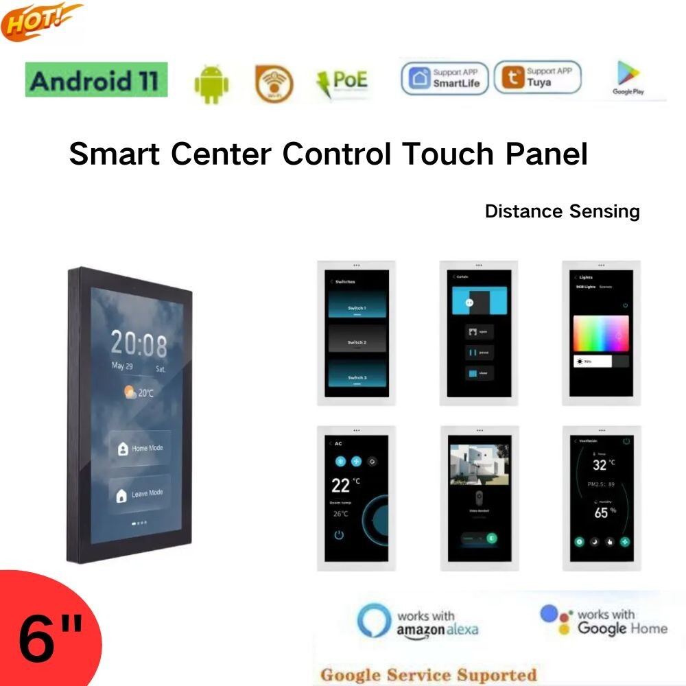 6-inch Android Smart Home Touch Panel with POE Wall Mount