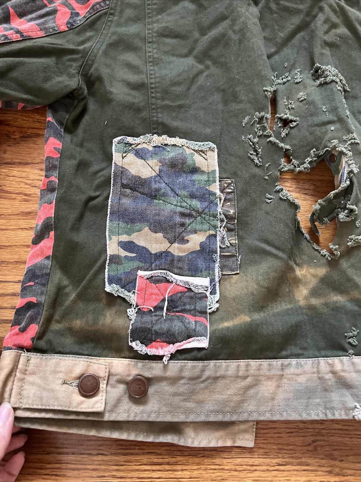 Strivers Row Patchwork Denim Canvas Jacket Biker … - image 11