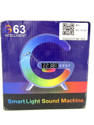 G63 Intelligent Smart Light Sound Machine, With Wireless Charger - Black - NEW