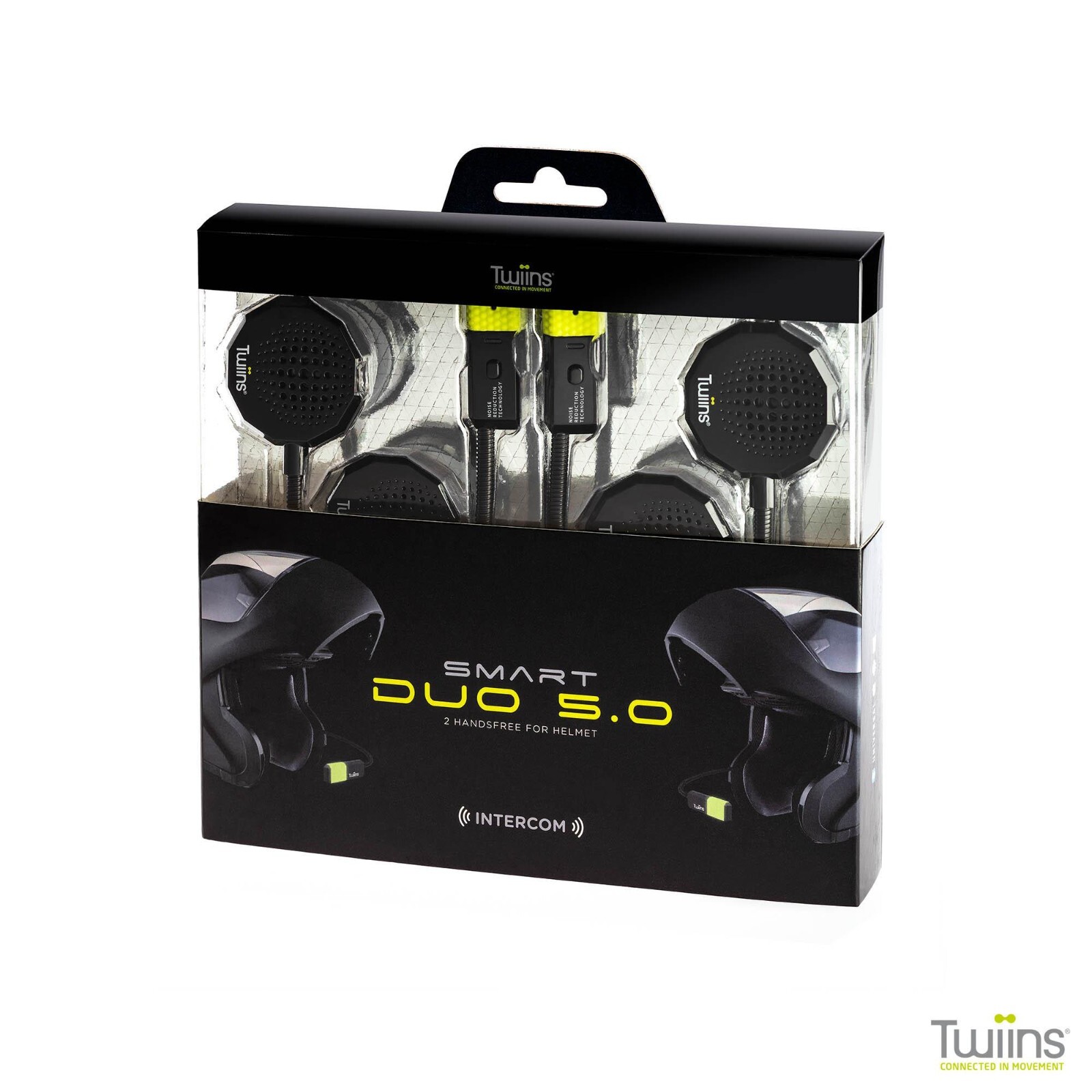 KIT Interfono Casco Moto Auricolari Bluetooth Twiins HF3+HF2 Pilota - Passeggero