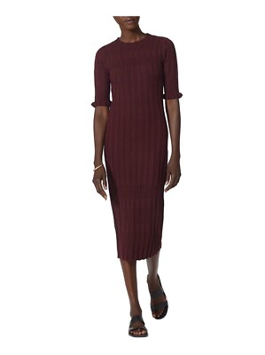 JOIE Dendra Midi Body Con Evening Dress Size: XXS Color: Rhubarb