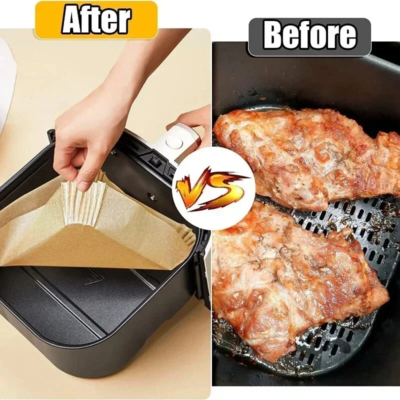 Air Fryer Bakeware Disposable Paper Tray Non-Stick Mat Silicone Square Or Round