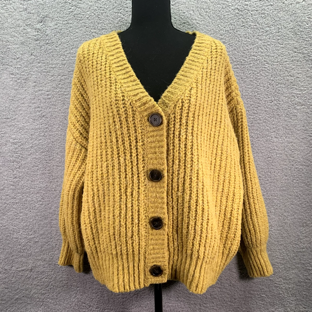 Womenu0026#039;s Plus Size Casual Cardigan Thick Chunky Sweater Ava u0026amp; Viv Yellow  Size 3X | eBay