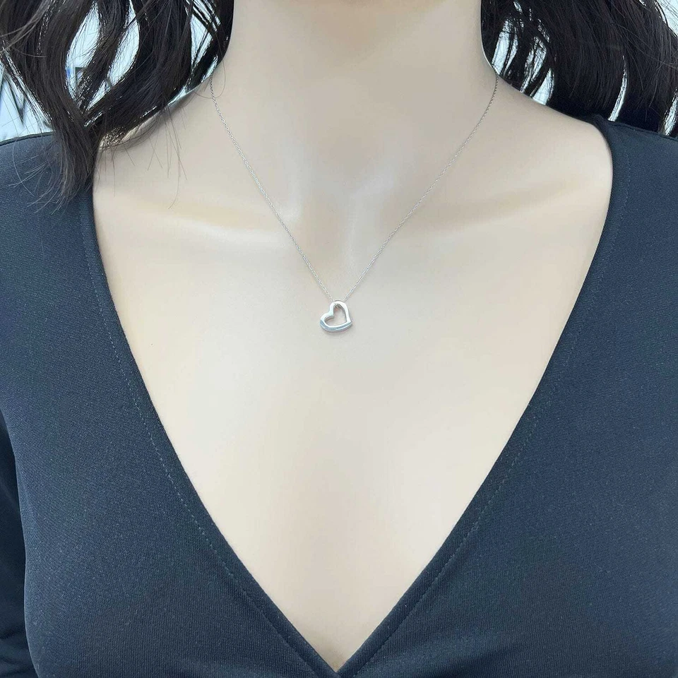 Colgante Corazón Abierto Cuerda Oro 14K Amarillo, Blanco, Rosa con Cadena 18" Foto 4 de 4