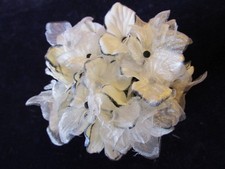 Millinery Flower Hydrangea White DkEdge Velvet  Chiffon for Hat  Wedding Y262