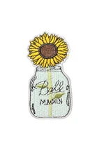 Ball Mason Jar Sunflower Flower Patch, Iron On/Sew On