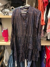 Ulla Johnson Della Tiered Mini Party Dress Size 8 Midnight blue Copper