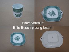 Spode England green Camilla Konfektteller Servierplatte Becher - grün weiß