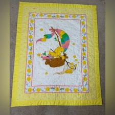 Handmade Vintage Care Bear Sunshine Bear Quilt Baby Toddler Kid Blanket Bedding
