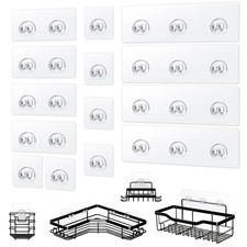 14 Pack Shower Caddy Adhesive Replacement, Clear Adhesive Strips