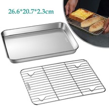 Stainless Steel Baking Tray with Rack BBQ Roaster Oven Cooling Rack Sheet Pan UK