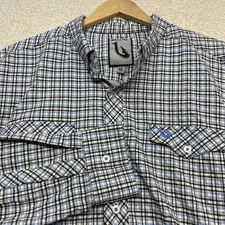 MOJO SPORTSWEAR LONG SLEEVE SHIRT BLUE PLAID VENTED MENS SIZE Xl