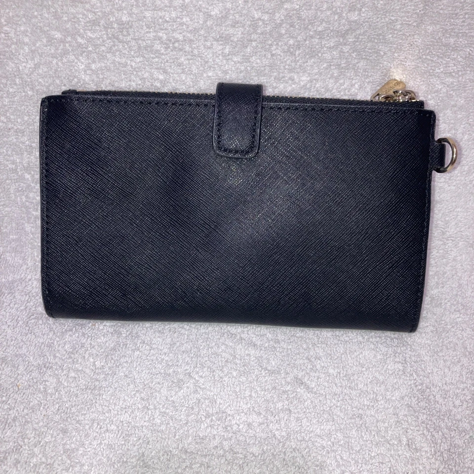 Michael Kors Adele Black Leather Double Zip Smartphone Wallet Wristlet No Strap - Image 3 of 4