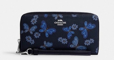 COACH Women's Long Zip Around Wallet With Lovely Butterfly Print